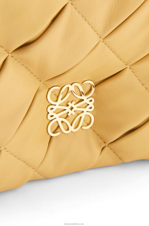 Loewe Women Puffer Goya in pleated shiny nappa lambskin 206XF381 Dark Butter - Image 9