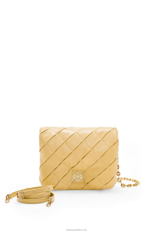 loewe_women_puffer_goya_in_pleated_shiny_nappa_lambskin_206xf381_dark_butter.jpg Loewe Women Puffer Goya in pleated shiny nappa lambskin 206XF381 Dark Butter - Image 1
