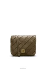 Loewe Women Puffer Goya in pleated shiny nappa lambskin 206XF382 Dark Khaki Green - Image 2