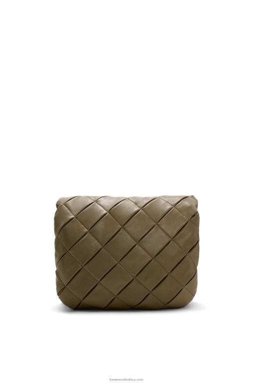 Loewe Women Puffer Goya in pleated shiny nappa lambskin 206XF382 Dark Khaki Green - Image 5