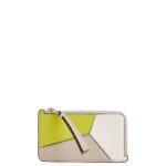 Loewe Women Puzzle coin cardholder in classic calfskin 206XF1347 Lime Yellow/Light Oat