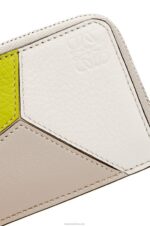 Loewe Women Puzzle coin cardholder in classic calfskin 206XF1347 Lime Yellow/Light Oat - Image 4