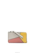 Loewe Women Puzzle coin cardholder in classic calfskin 206XF1370 Ghost/Peach Bloom