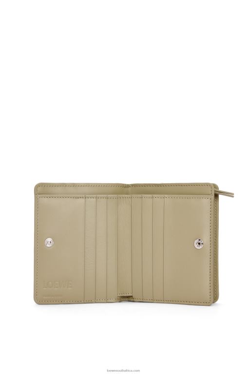Loewe Women Puzzle compact zip wallet in classic calfskin 206XF1213 Dusty Blue/Sage Green - Image 2
