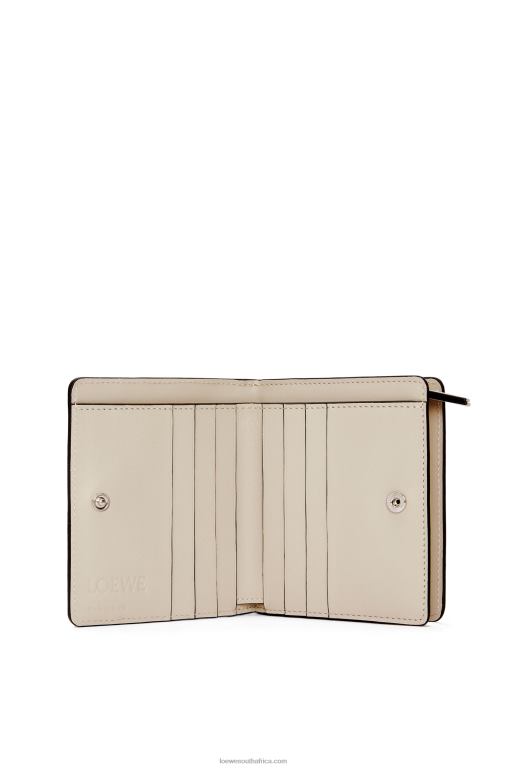 Loewe Women Puzzle compact zip wallet in classic calfskin 206XF1262 Lime Yellow/Light Oat - Image 2