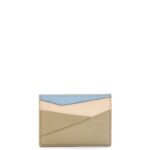 Loewe Women Puzzle plain cardholder in classic calfskin 206XF1327 Dusty Blue/Sage Green