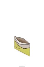 Loewe Women Puzzle plain cardholder in classic calfskin 206XF1361 Lime Yellow/Light Oat - Image 2