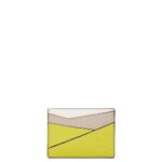 Loewe Women Puzzle plain cardholder in classic calfskin 206XF1361 Lime Yellow/Light Oat