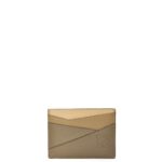 Loewe Women Puzzle plain cardholder in classic calfskin 206XF1362 Clay Green/Butter