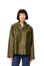 Loewe Women Pyjama blouse in nappa lambskin 206XF933 Dark Khaki Green - Image 2