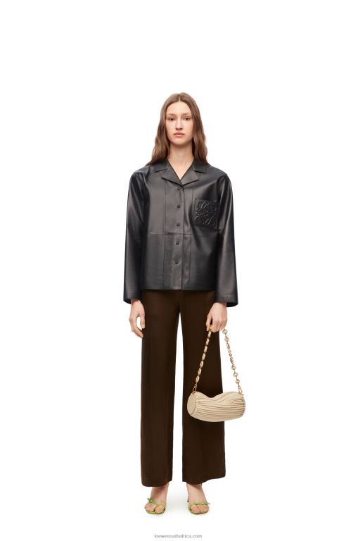 loewe_women_pyjama_blouse_in_nappa_lambskin_206xf934_black.jpg Loewe Women Pyjama blouse in nappa lambskin 206XF934 Black - Image 1