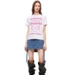 Loewe Women Regular fit T-shirt in cotton 206XF771 White/Pink Multicolor