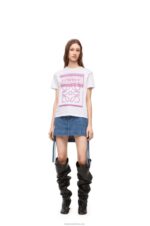 Loewe Women Regular fit T-shirt in cotton 206XF771 White/Pink Multicolor