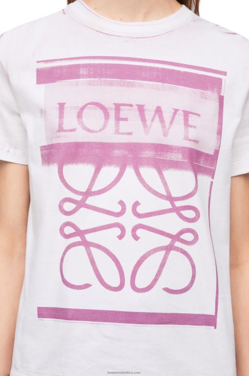 Loewe Women Regular fit T-shirt in cotton 206XF771 White/Pink Multicolor - Image 4