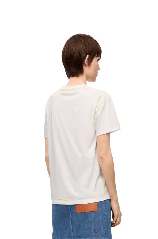 Loewe Women Regular fit T-shirt in cotton 206XF772 White/Yellow - Image 3