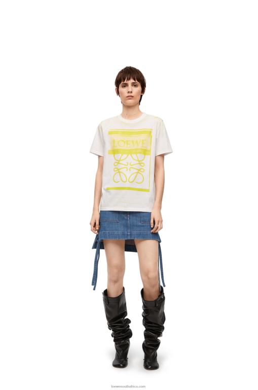 Loewe Women Regular fit T-shirt in cotton 206XF772 White/Yellow - Image 1