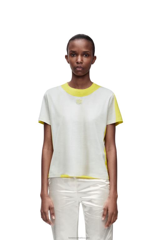 Loewe Women Regular fit T-shirt in cotton 206XF773 White/Yellow - Image 2