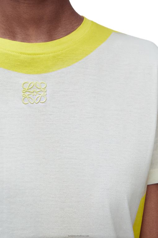Loewe Women Regular fit T-shirt in cotton 206XF773 White/Yellow - Image 4