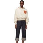 Loewe Women Relaxed fit hoodie in cotton 206XF812 Oat