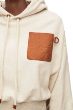 Loewe Women Relaxed fit hoodie in cotton 206XF812 Oat - Image 4