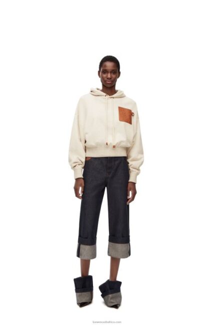 Loewe Women Relaxed fit hoodie in cotton 206XF812 Oat