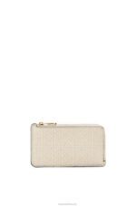 Loewe Women Repeat coin cardholder in embossed silk calfskin 206XF1345 Light Oat