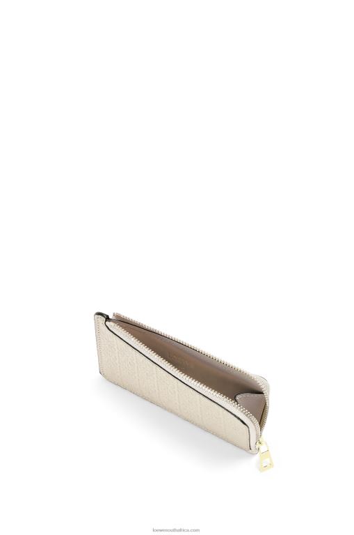 Loewe Women Repeat coin cardholder in embossed silk calfskin 206XF1345 Light Oat - Image 3