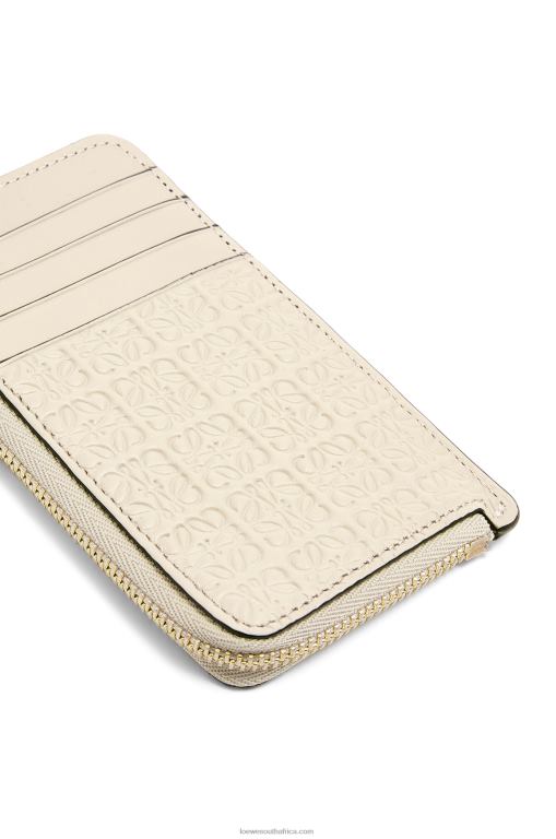 Loewe Women Repeat coin cardholder in embossed silk calfskin 206XF1345 Light Oat - Image 4