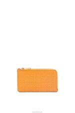 Loewe Women Repeat coin cardholder in embossed silk calfskin 206XF1405 Mandarin