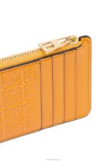 Loewe Women Repeat coin cardholder in embossed silk calfskin 206XF1405 Mandarin - Image 4