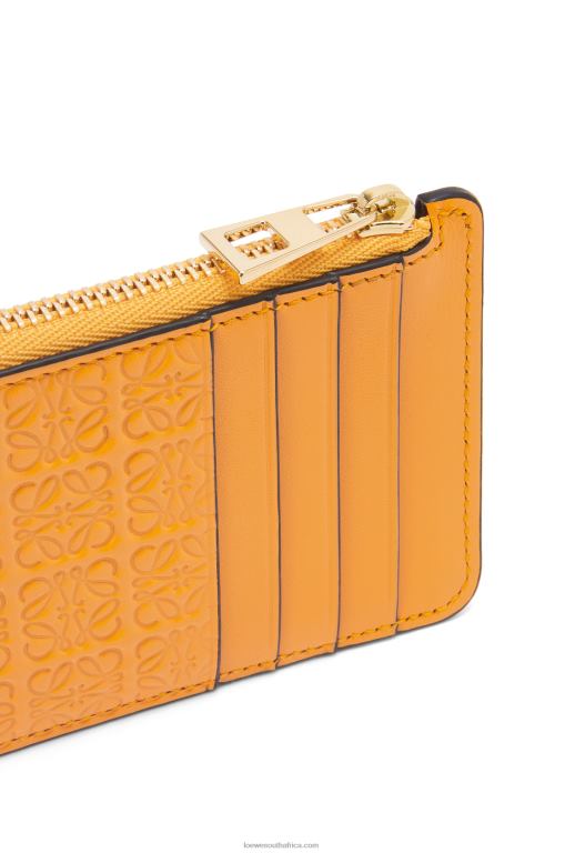 Loewe Women Repeat coin cardholder in embossed silk calfskin 206XF1405 Mandarin - Image 4
