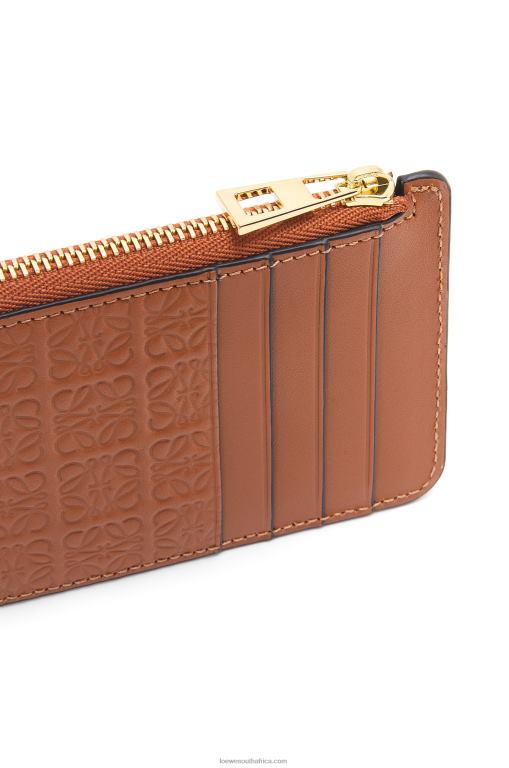 Loewe Women Repeat coin cardholder in embossed silk calfskin 206XF1411 Tan - Image 4