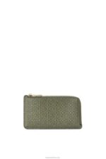 Loewe Women Repeat coin cardholder in embossed silk calfskin 206XF1414 Avocado Green - Image 2
