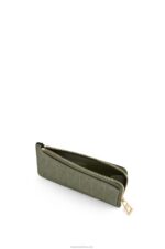 Loewe Women Repeat coin cardholder in embossed silk calfskin 206XF1414 Avocado Green - Image 3
