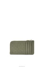 Loewe Women Repeat coin cardholder in embossed silk calfskin 206XF1414 Avocado Green - Image 4
