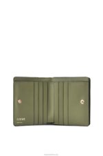 Loewe Women Repeat compact zip wallet in embossed silk calfskin 206XF1278 Avocado Green - Image 2