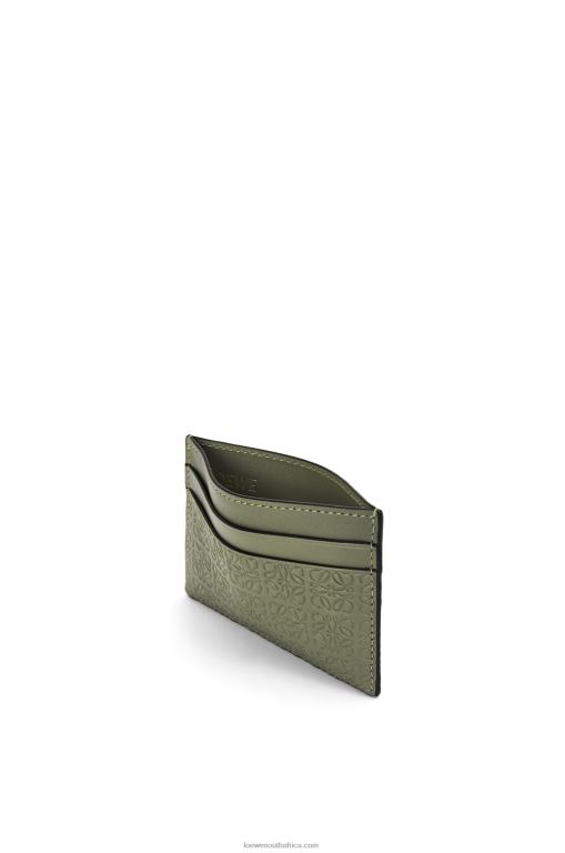 Loewe Women Repeat plain cardholder in embossed silk calfskin 206XF1376 Avocado Green - Image 2