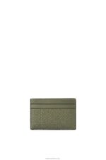 Loewe Women Repeat plain cardholder in embossed silk calfskin 206XF1376 Avocado Green