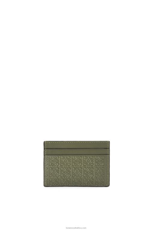 Loewe Women Repeat plain cardholder in embossed silk calfskin 206XF1376 Avocado Green - Image 3