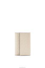 Loewe Women Repeat small vertical wallet in embossed silk calfskin 206XF1273 Light Oat