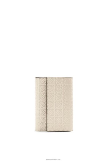 Loewe Women Repeat small vertical wallet in embossed silk calfskin 206XF1273 Light Oat