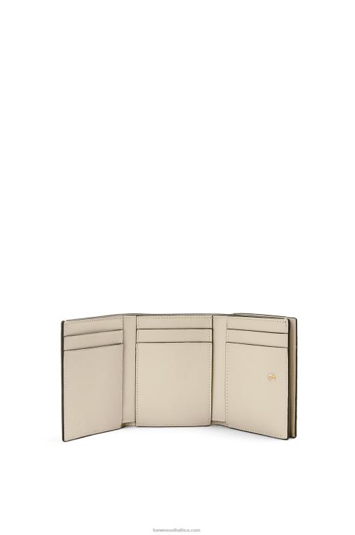Loewe Women Repeat trifold wallet in embossed silk calfskin 206XF1271 Light Oat - Image 2