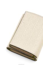 Loewe Women Repeat trifold wallet in embossed silk calfskin 206XF1271 Light Oat - Image 6
