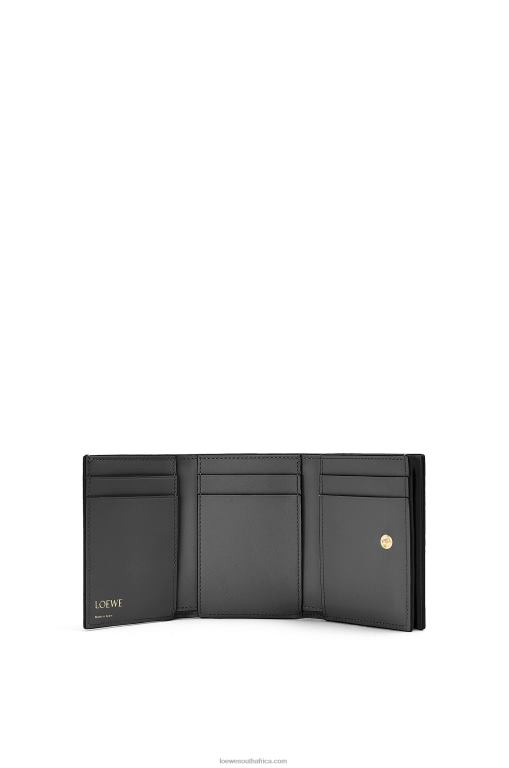 Loewe Women Repeat trifold wallet in embossed silk calfskin 206XF1274 Black - Image 2