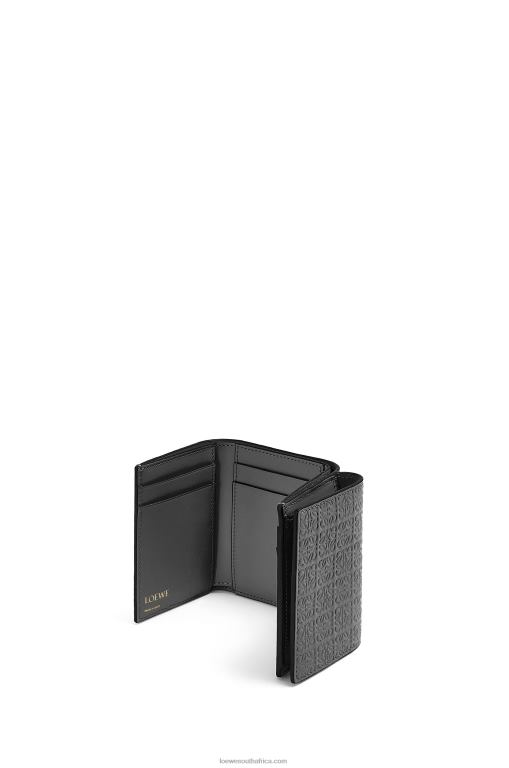 Loewe Women Repeat trifold wallet in embossed silk calfskin 206XF1274 Black - Image 4