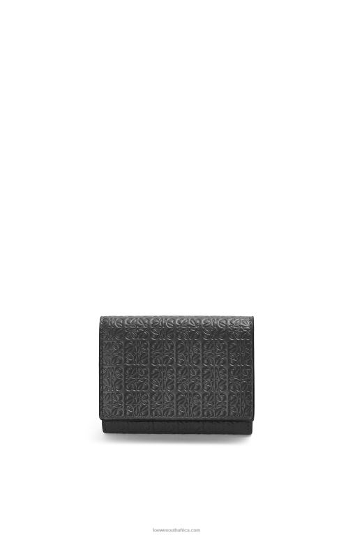 loewe_women_repeat_trifold_wallet_in_embossed_silk_calfskin_206xf1274_black.jpg Loewe Women Repeat trifold wallet in embossed silk calfskin 206XF1274 Black - Image 1