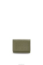 Loewe Women Repeat trifold wallet in embossed silk calfskin 206XF1277 Avocado Green