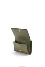 Loewe Women Repeat trifold wallet in embossed silk calfskin 206XF1277 Avocado Green - Image 3