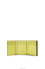 Loewe Women Repeat trifold wallet in embossed silk calfskin 206XF1317 Lime Yellow - Image 2