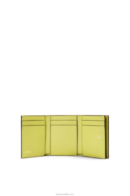 Loewe Women Repeat trifold wallet in embossed silk calfskin 206XF1317 Lime Yellow - Image 2